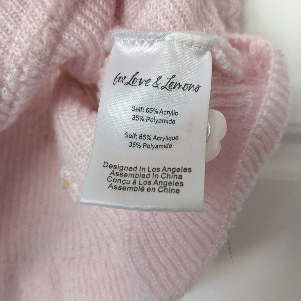 For Love And Lemons Callie Crop Top S Pink Knit Embroidered Daisy Coquette Cami - Picture 7 of 10